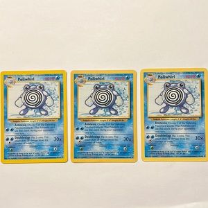 (LOT OF 3 CARDS) 1999 Pokemon Card Game Unlimited Poliwhirl 38/102 NEAR MINT